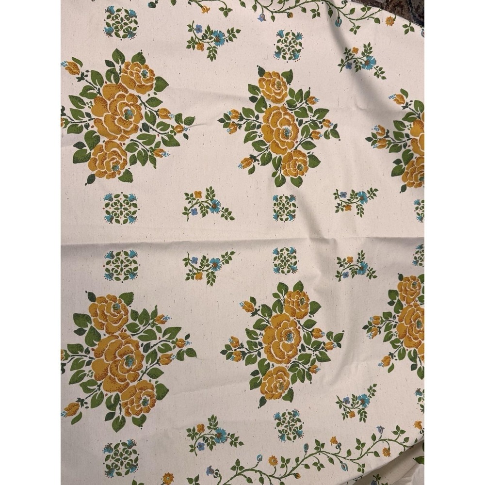 Vintage 1974 Sears‎ Roebuck Yellow Floral Rose Fabric Panel Retro 70s Decor 4YDS - Picture 12 of 12